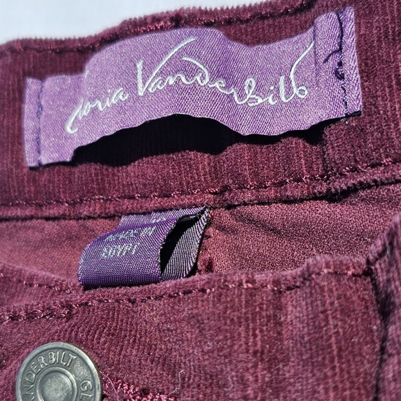 Gloria Vanderbilt Women's Size 16 Corduroy Pants - Burgundy - Picture 3 of 4